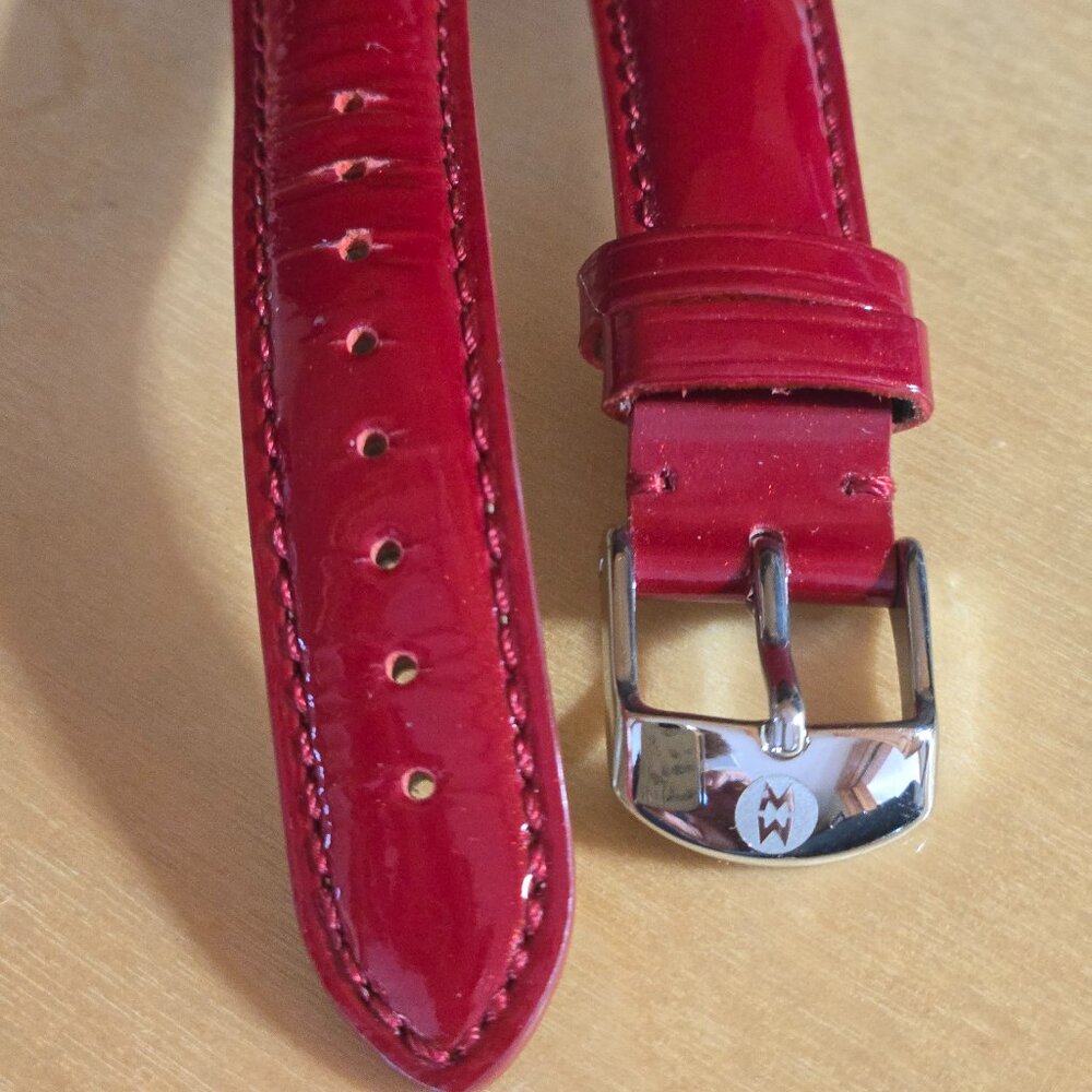 Michele 16 mm patent leather red watch band